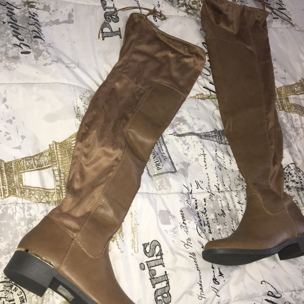Knee High Pleather/Suede Boots *NEVER WORN